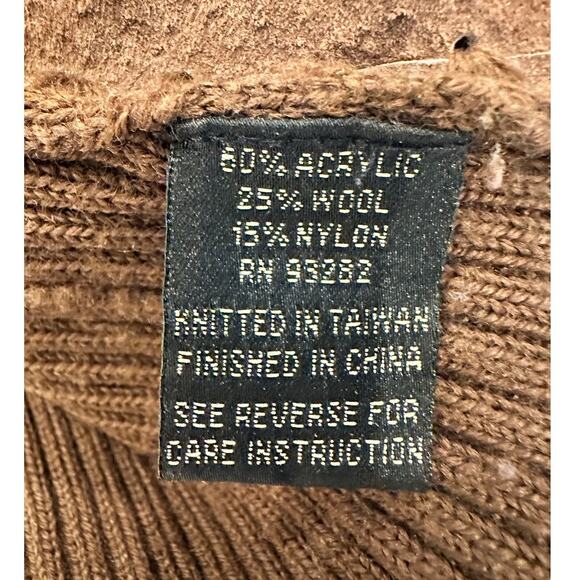 'High Point' Brown Knit and Suede Accent Panel Turtleneck Sweater Women's Large - Picture 8 of 11